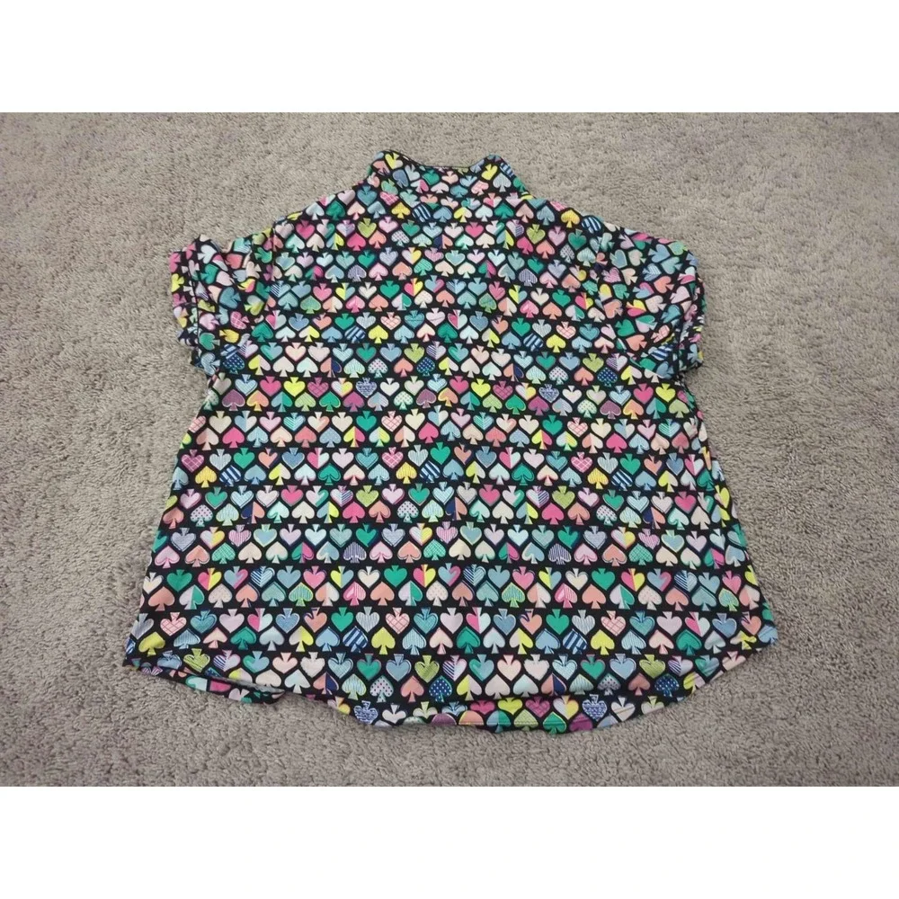 Kate Spade Pajama‎ Shirt Womens 3X PLUS Short Sleeve Spade Heart Allover Print